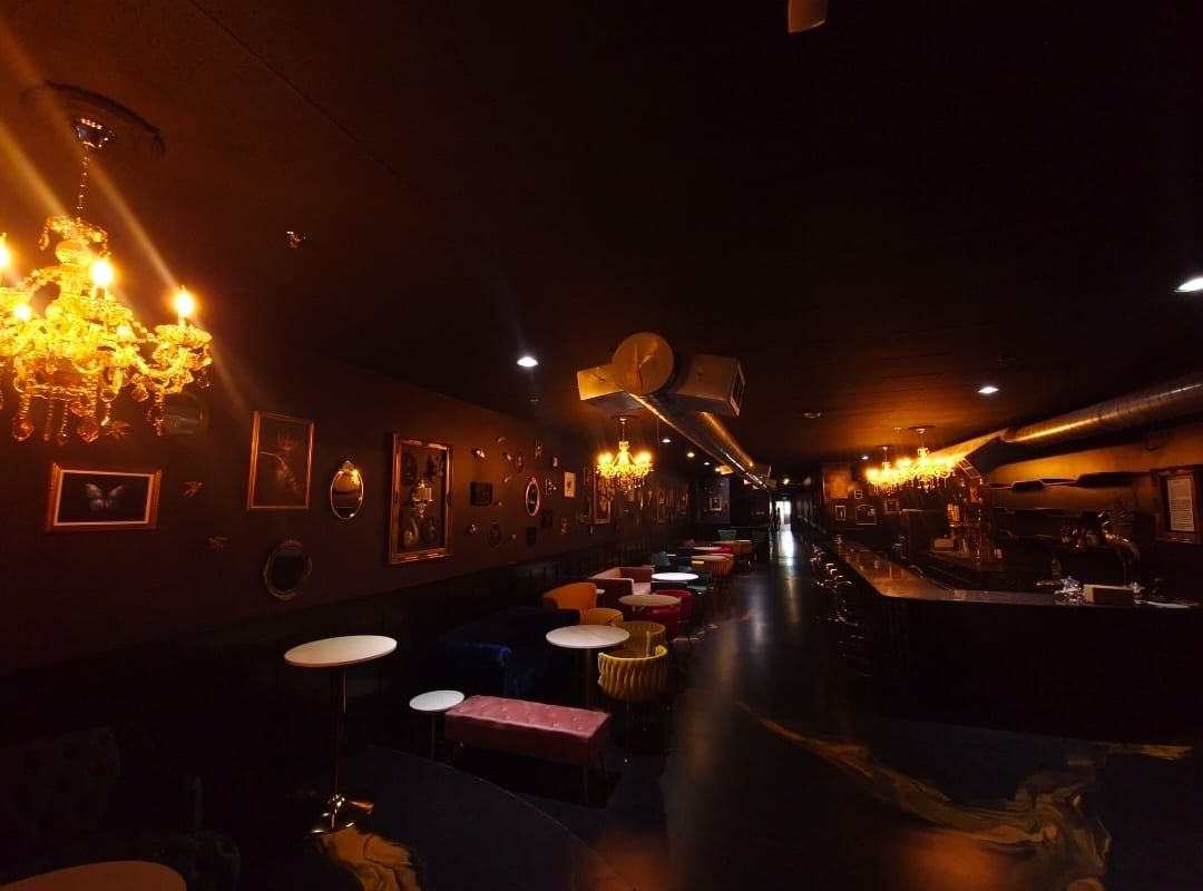 Upscale lounge interior with leather seating and warm lighting